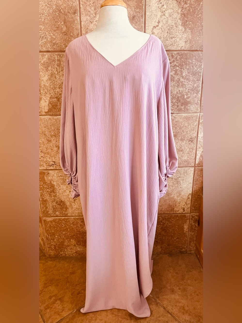 Oddy Elegant V-Neck Long Sleeve Maxi Dress in Dusty Lilac, Size 3X, NWT